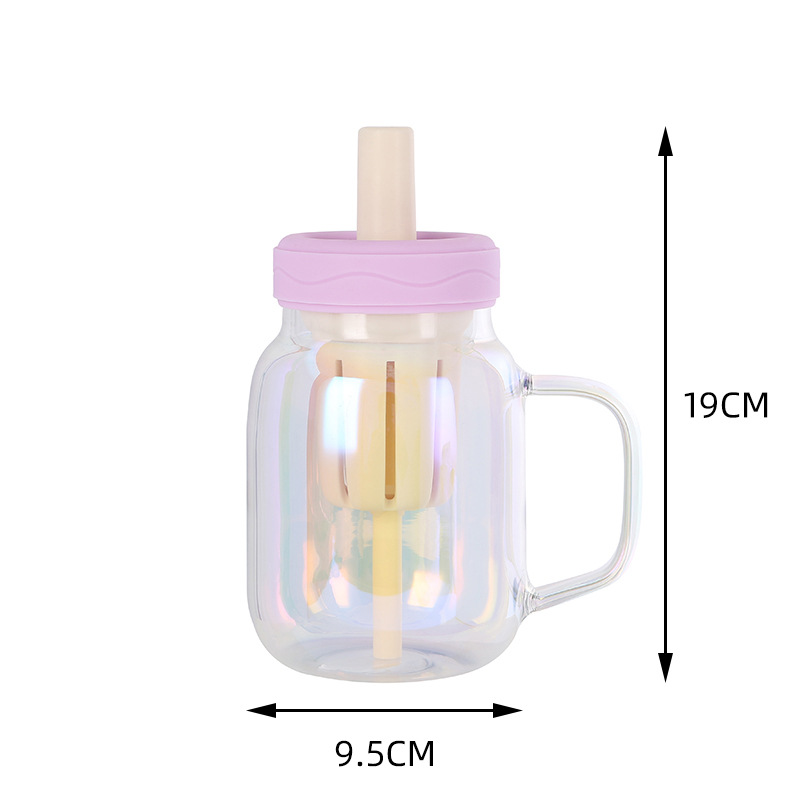 Pahar din sticlă de înaltă borosilicat cu dopamină cu paie
