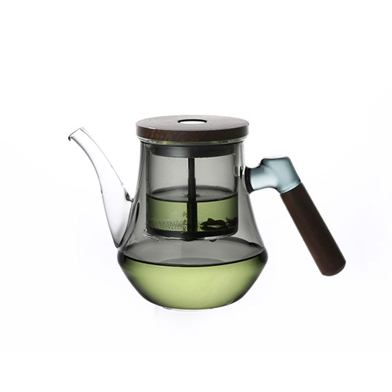 Ceainic din sticlă cu separator ceai-apă și filtru pentru uz casnic