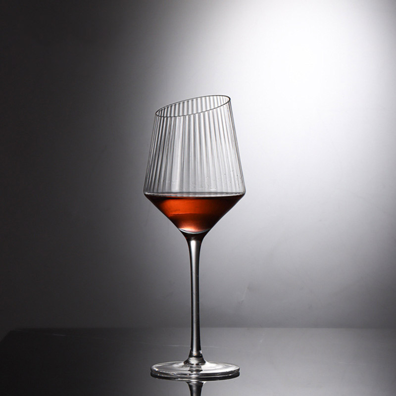 Slanted Rim Vertical Pattern Sticla Pahar de vin